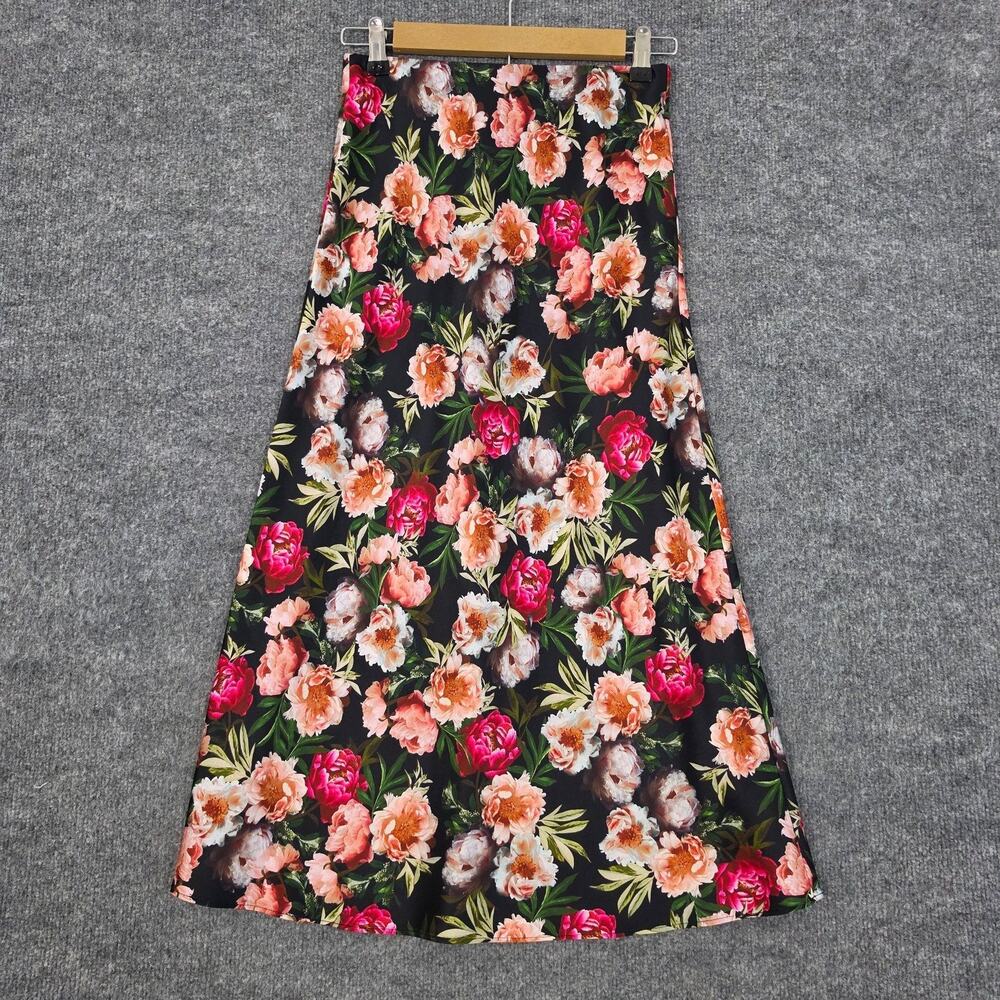 Cami NYC Skirt XS Floral Silk Satin Midi Multi Romantic Fairy Elegant Bohemian